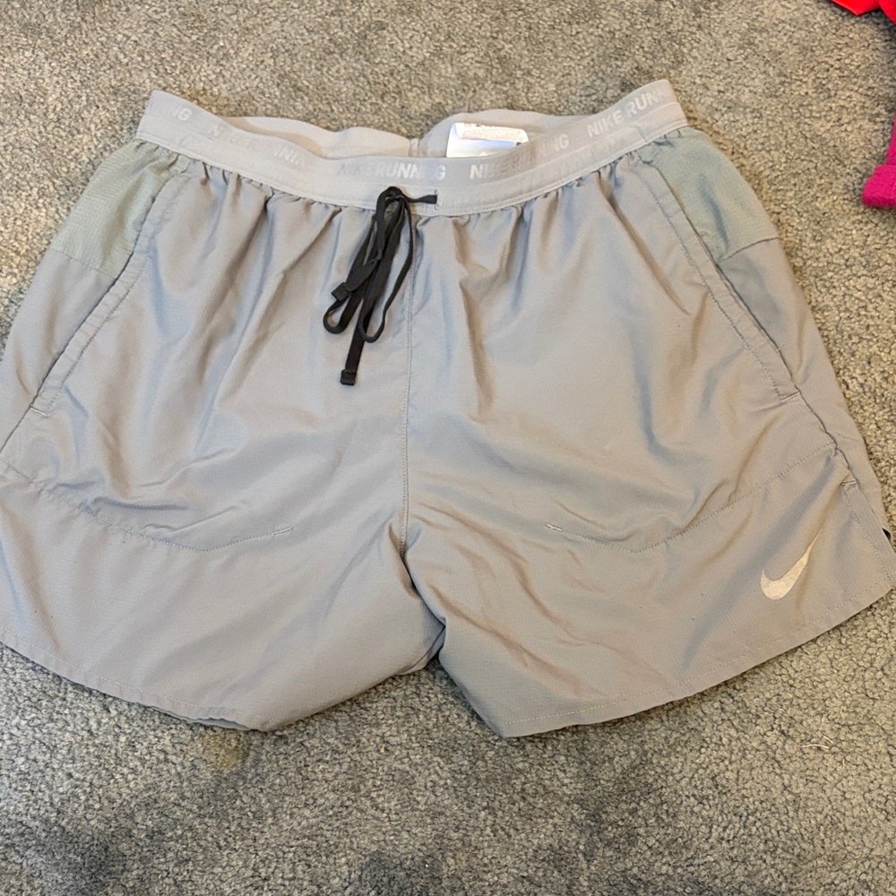 Men’s Nike Grey Athletic Running Shorts with Drawstring